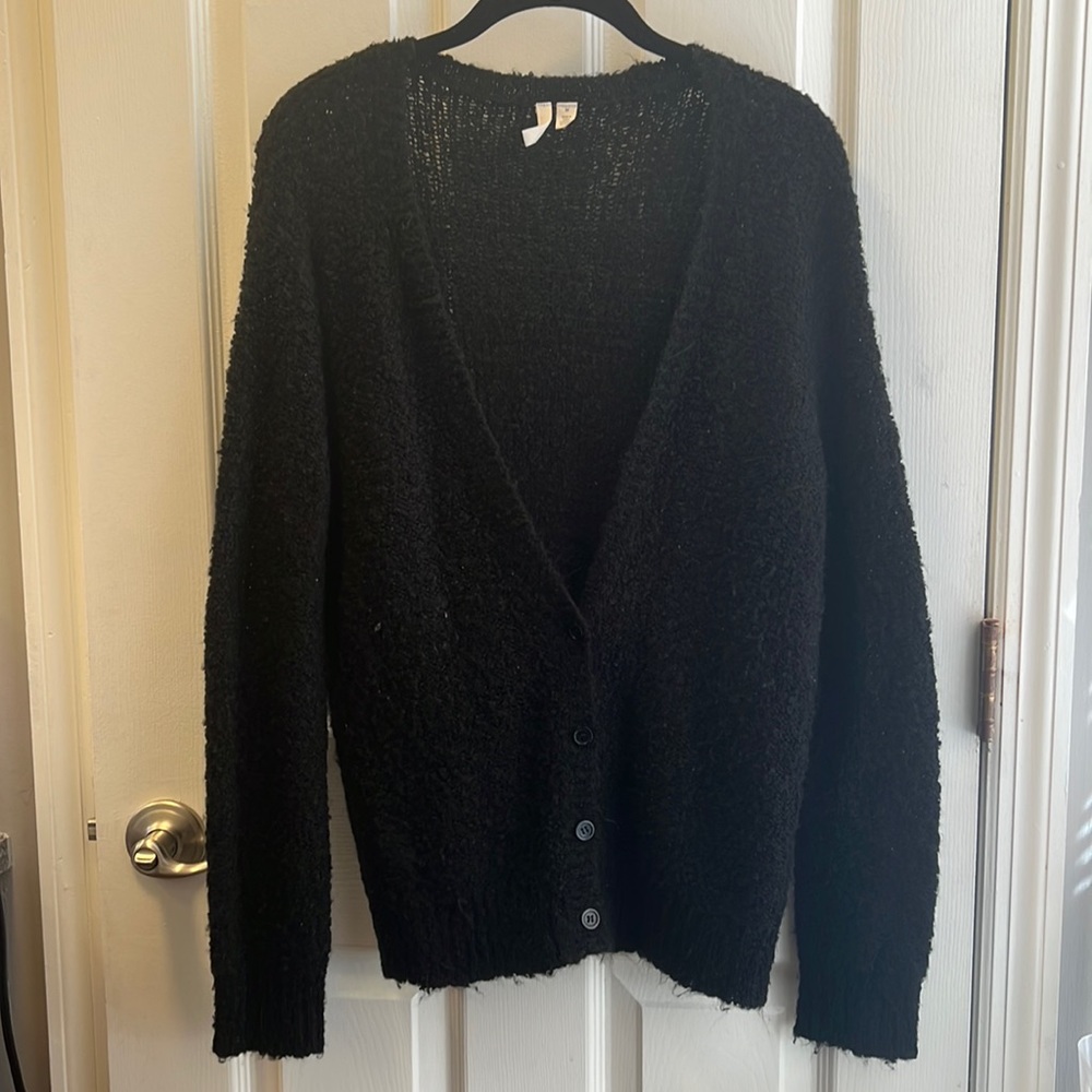 Frenchi [SIZE M] Black Long Button Cardigan